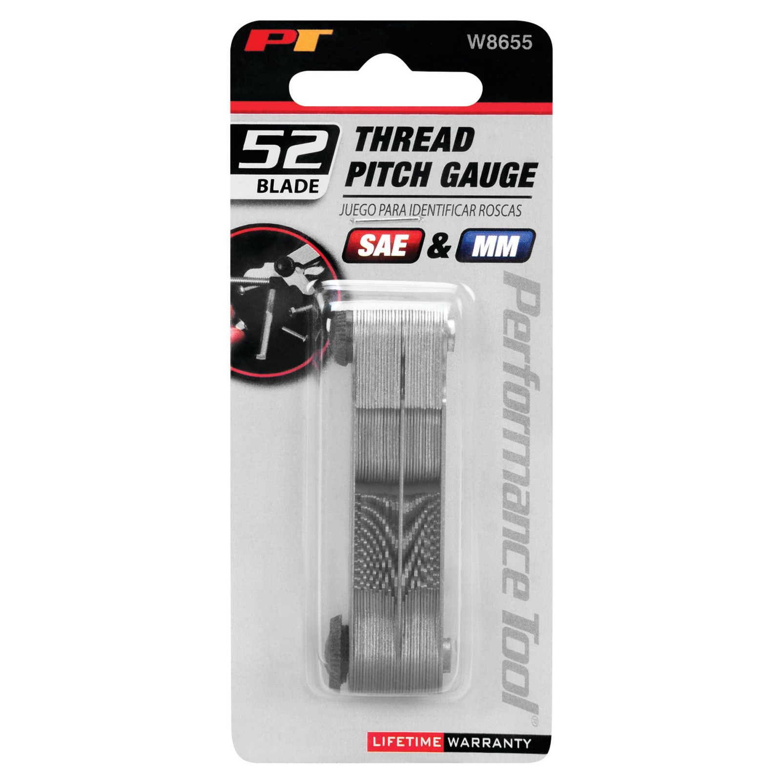 Thread Pitch Gauge SAE Metric 60 Degree Angle Measure Bolts Screws 52 Blades
