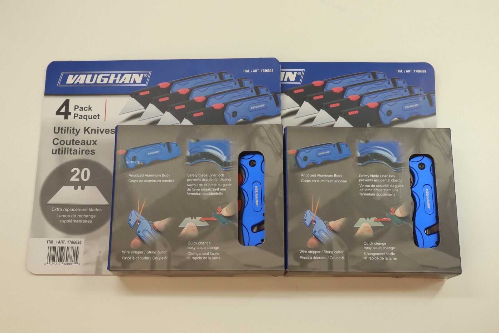 2 packs of 4 Vaughan Utility Knives