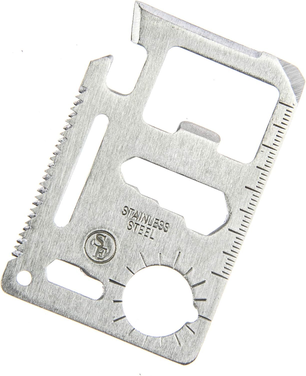 11-Function Stainless Steel Survival Pocket Tool – Credit Card Size + Case