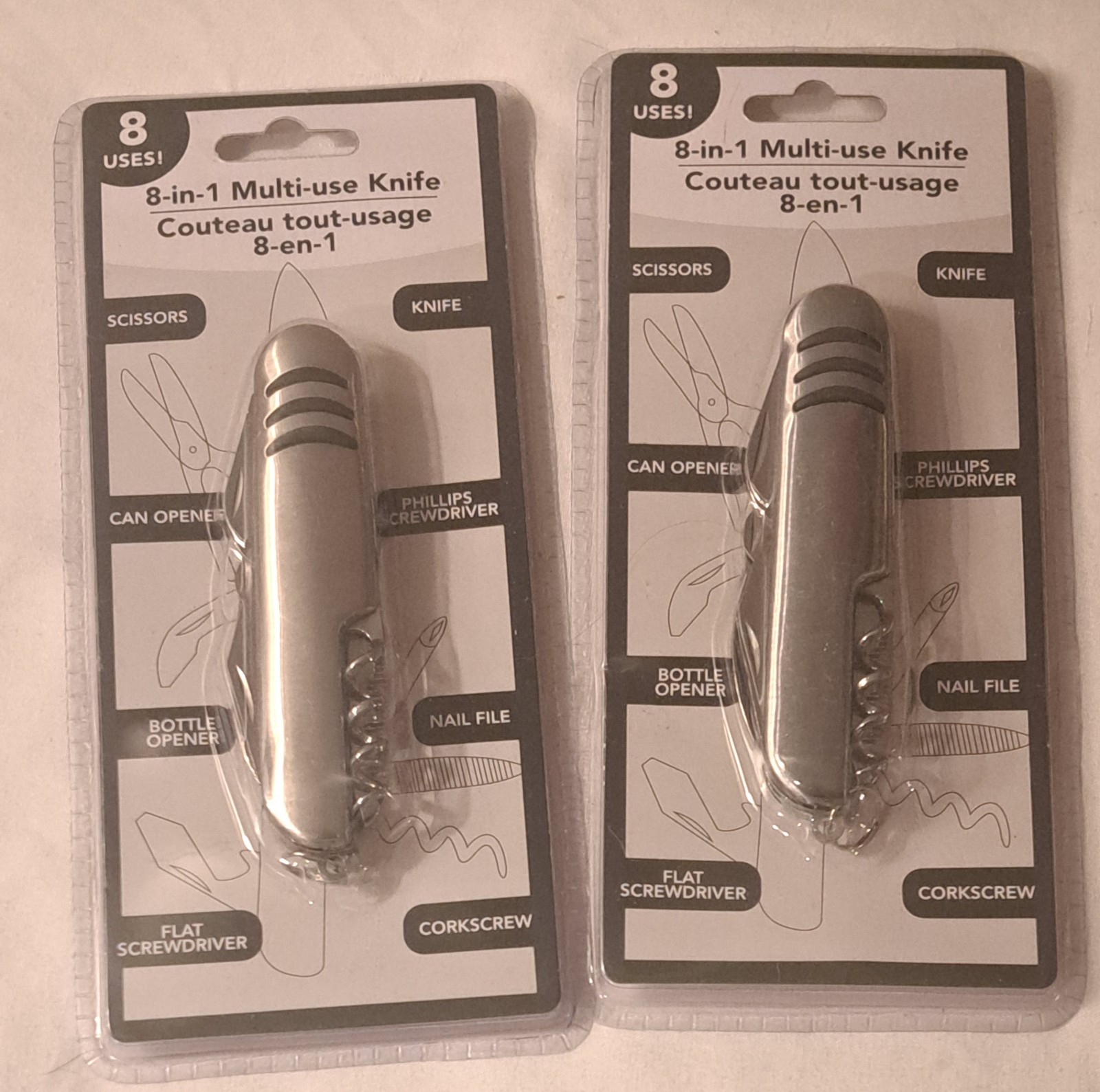2x 8-in-1 Multi-Use Pocket Knife Tool Set Knife Screwdriver Corkscrew NEW