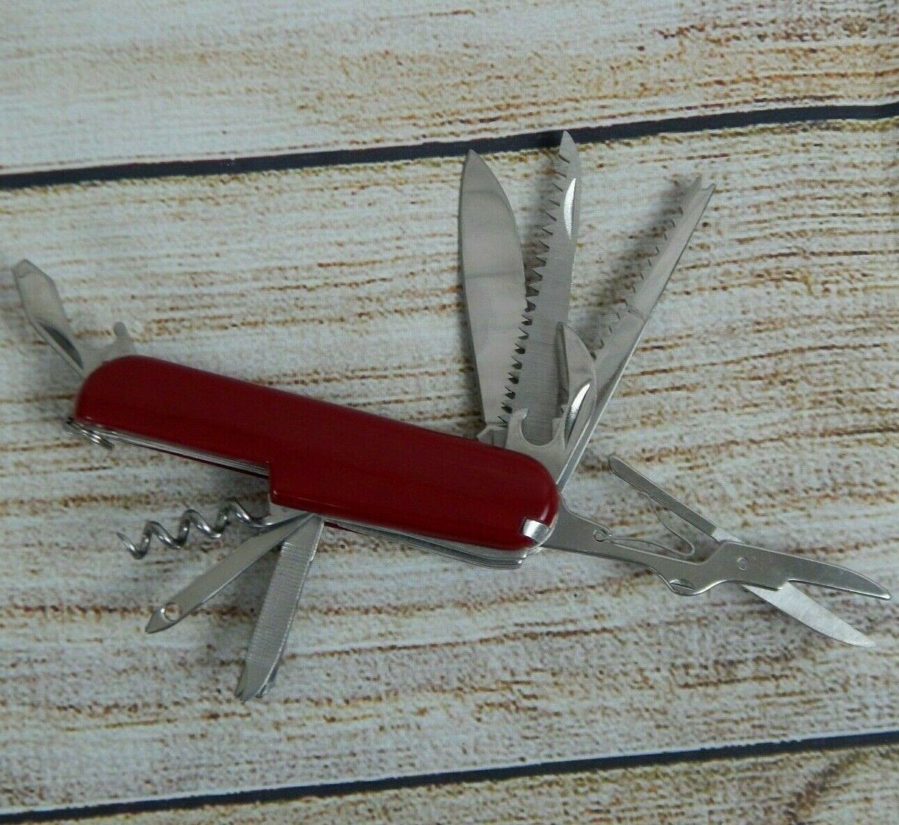 13 Function Multi Tool Survival Rescue Pocket Knife Camping Scout Stainless Red