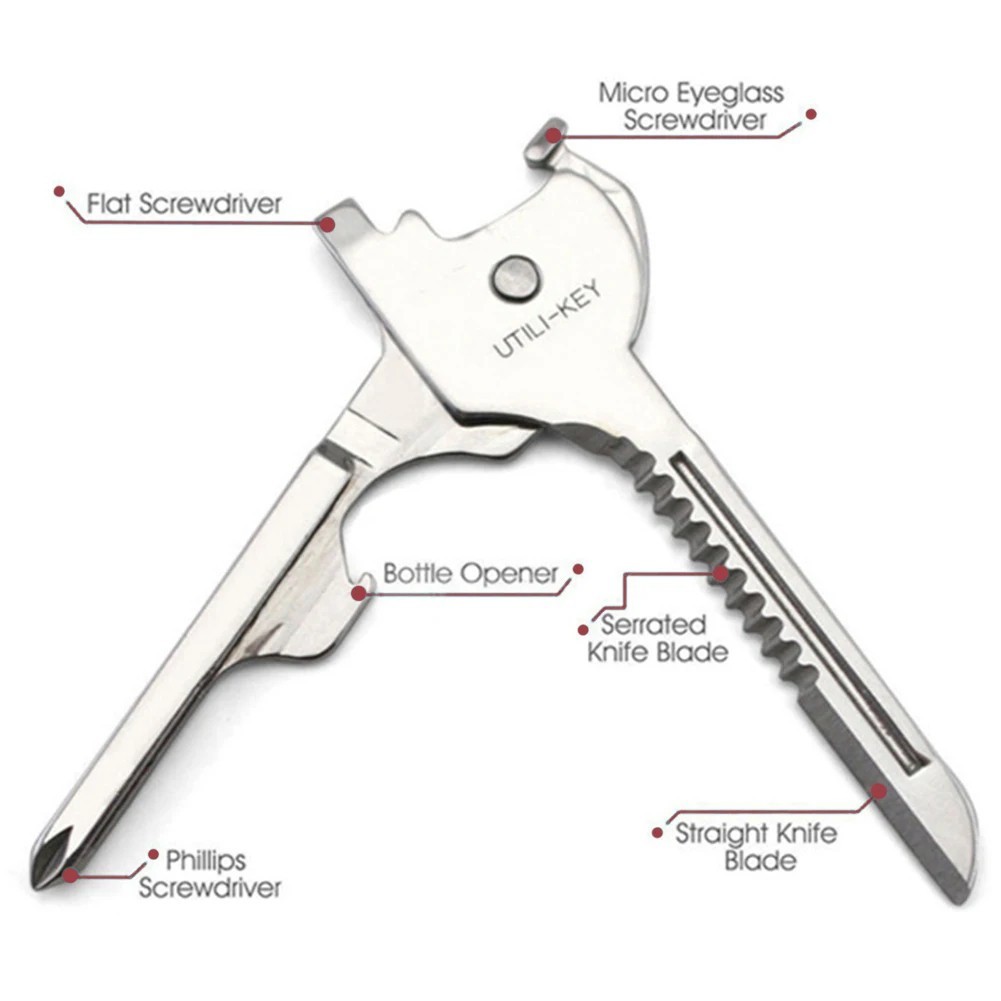 SWISS+TECH Utili-Key 6-in-1 Key Ring Chain Multitool Stainless Steel Pocket Tool