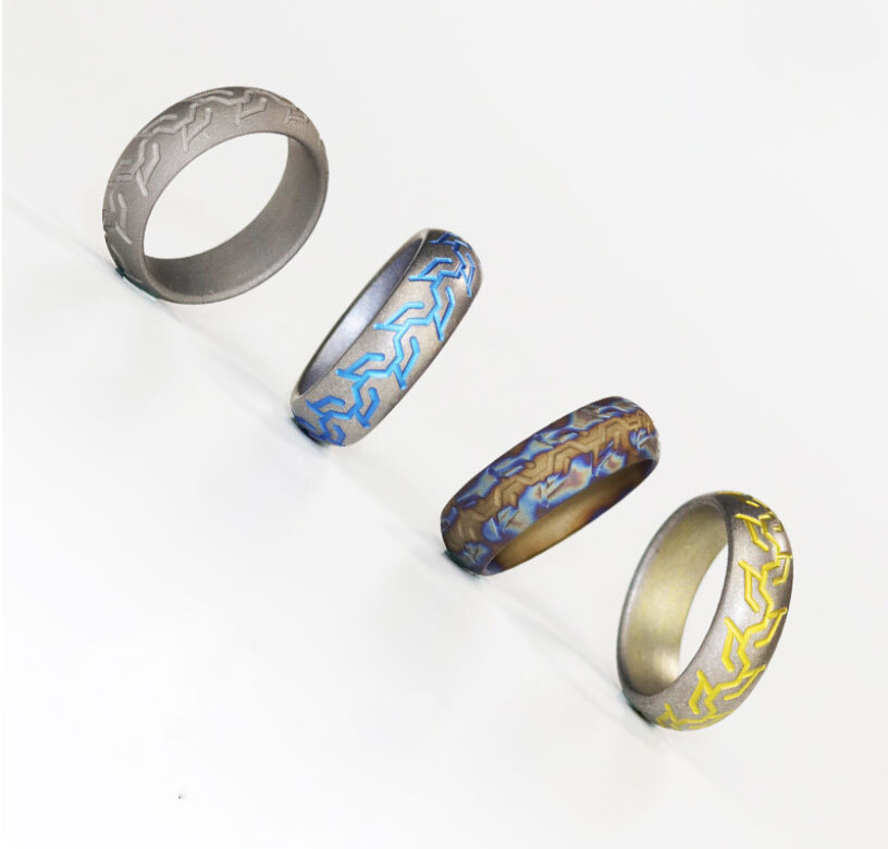 TC4 Titanium Alloy Tire pattern Finger Ring Necklace Pendant bead Decorative EDC