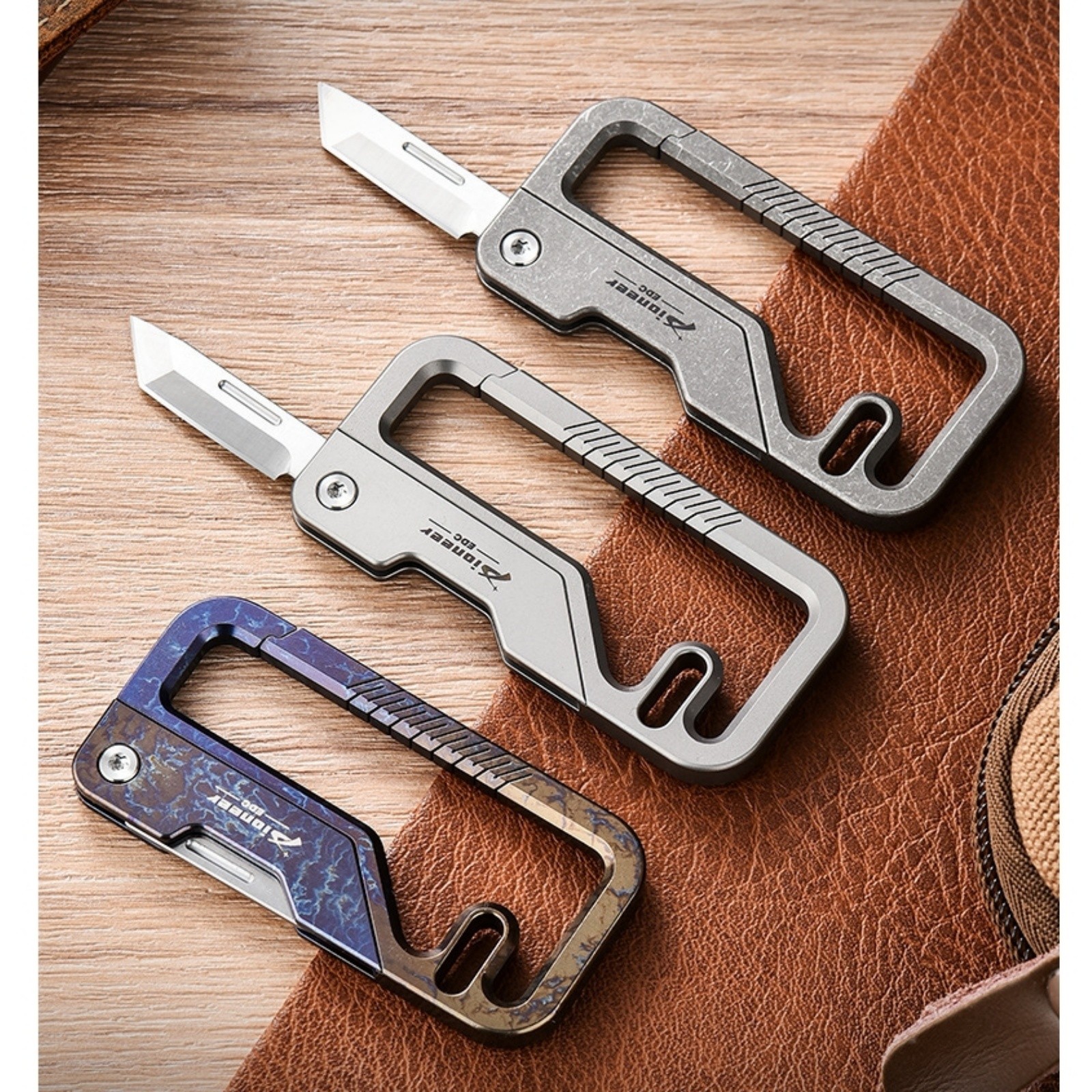 Titanium Alloy EDC Keychain Carabiner Multi Tool Outdoor Survival with Knife