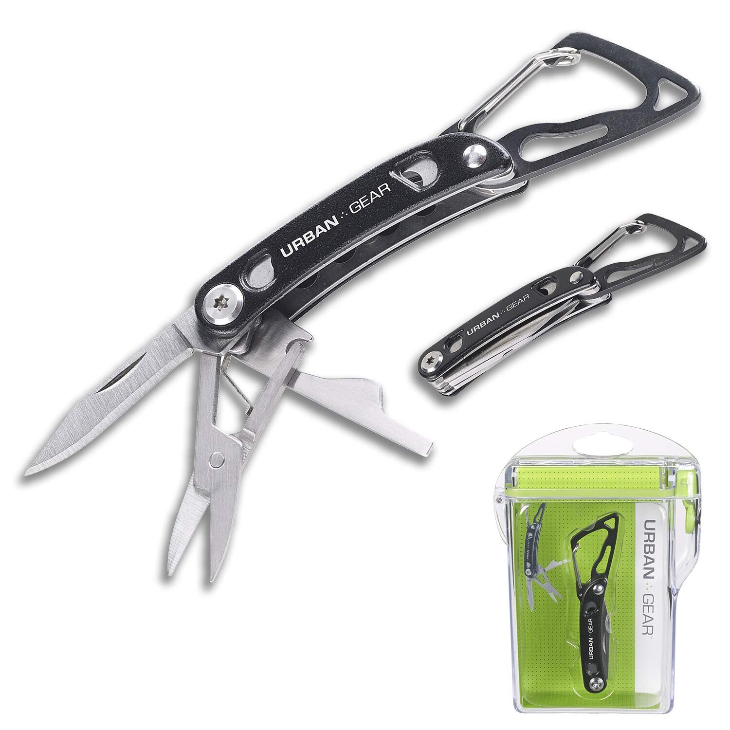 Urban Gear MiniMultitool RED KNIFE PLIERS Aluminum Handle Carabiner New w Case