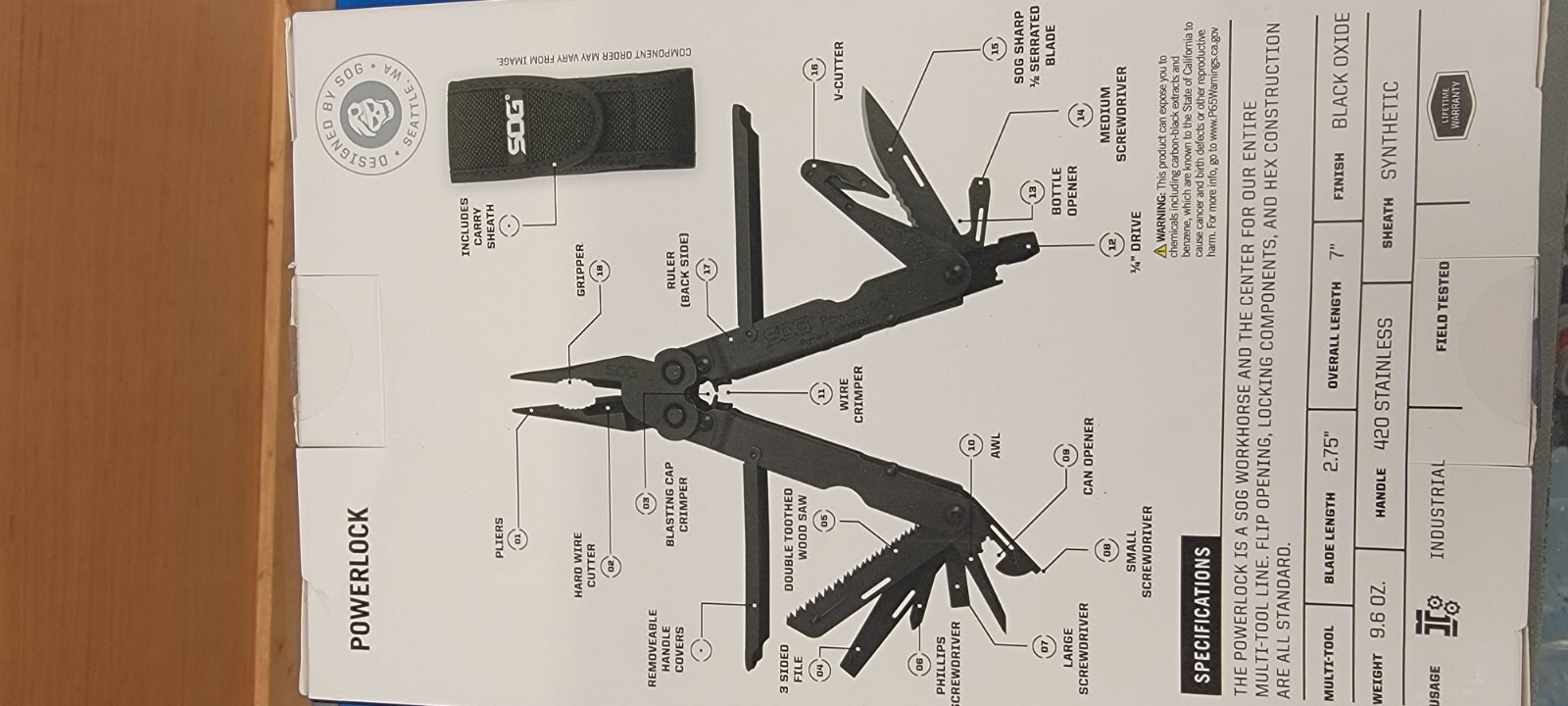 SOG Multitool Pliers and Hand Tools – PowerLock with V-cutter Black