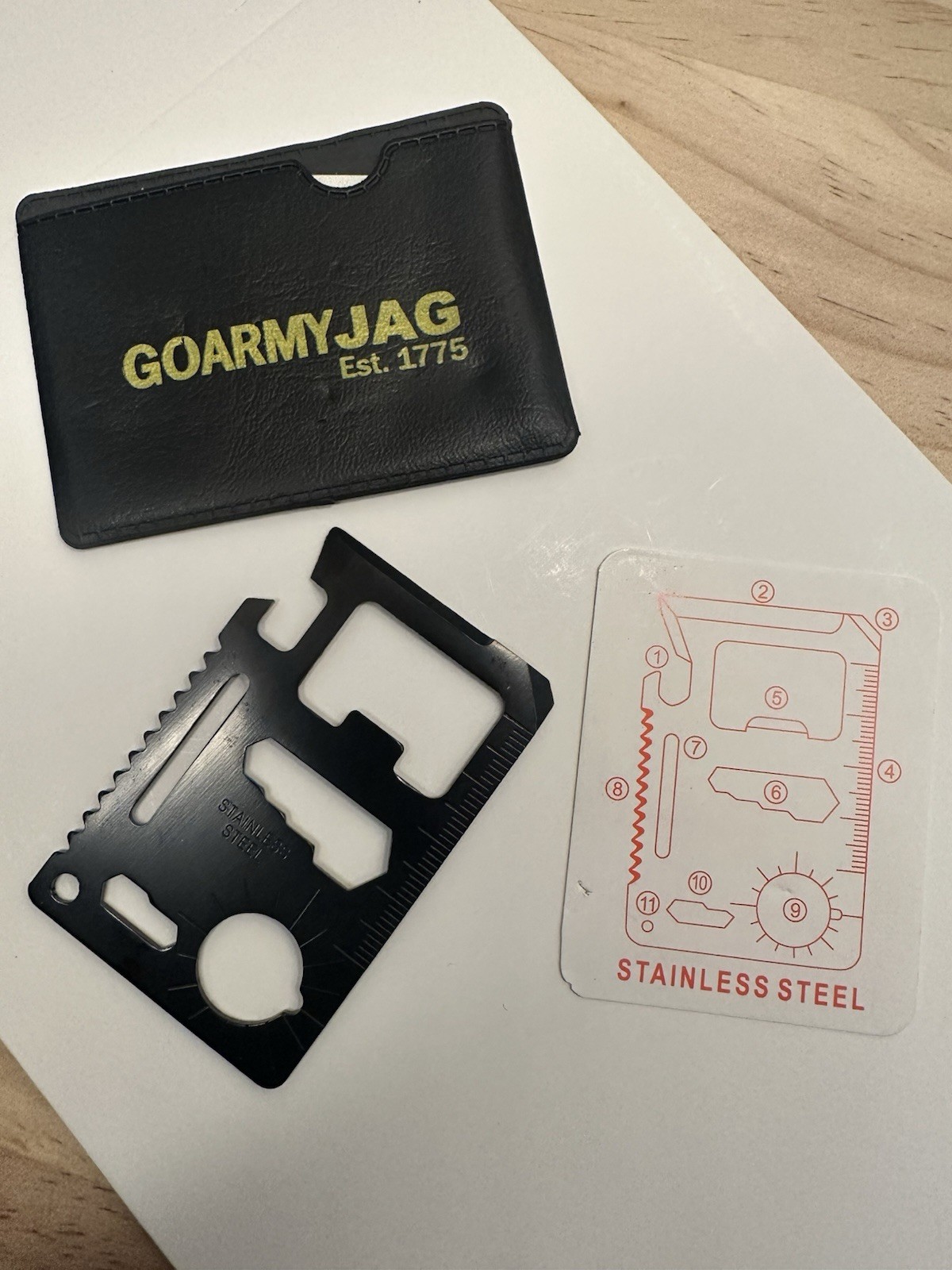 “GO ARMY Jag Est. 1776” Branded 11 in 1 Multi-tool Survival Credit Card