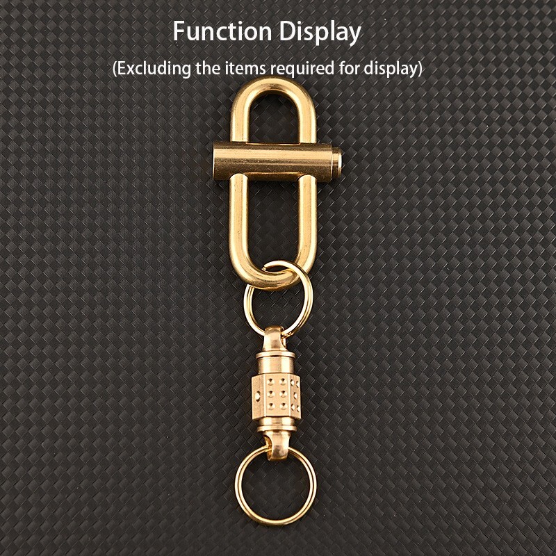 2pcs Solid Brass Quick Release Keychain Portable Car Backpack Key Chain EDC Tool