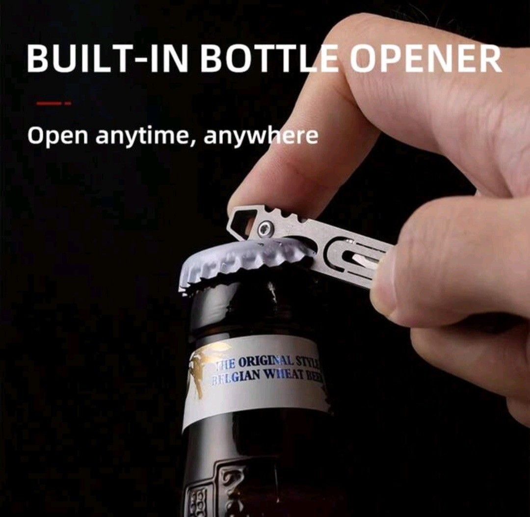 Stainless Steel Folding Keychain EDC Knife, Bottle Opener w/ replacement blades