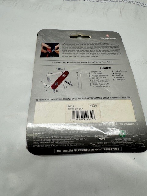 Victorinox Swiss Army Knife Tinker -12 Functions-BLACK*New Box Damage