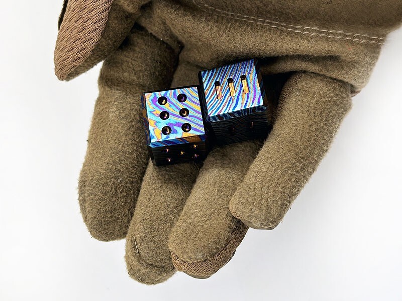 Titanium Damascus Dice Bar for Entertainment Supplies Necessary EDC Ornaments