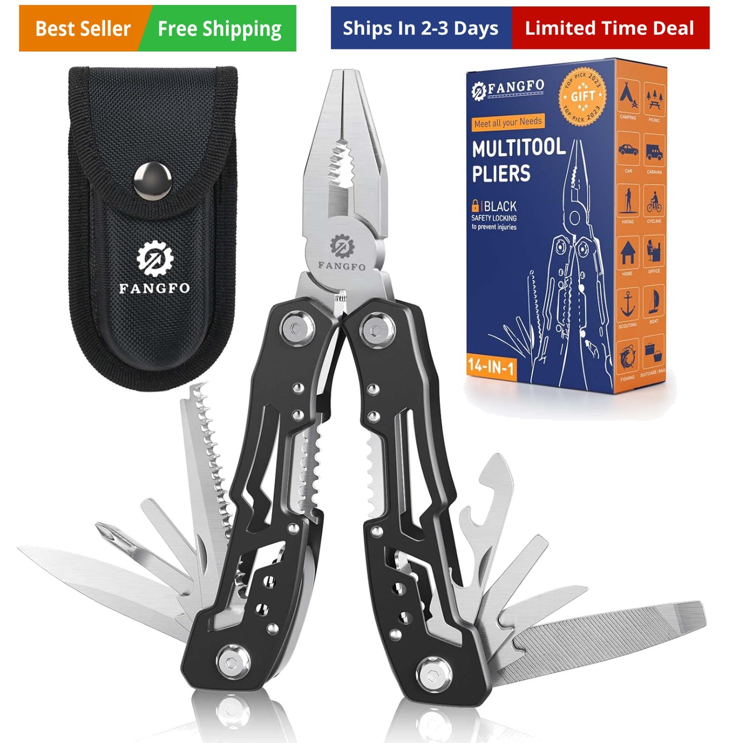 14-In-1 Multitool with Safety Locking, Professional Stainless Steel Multitool…