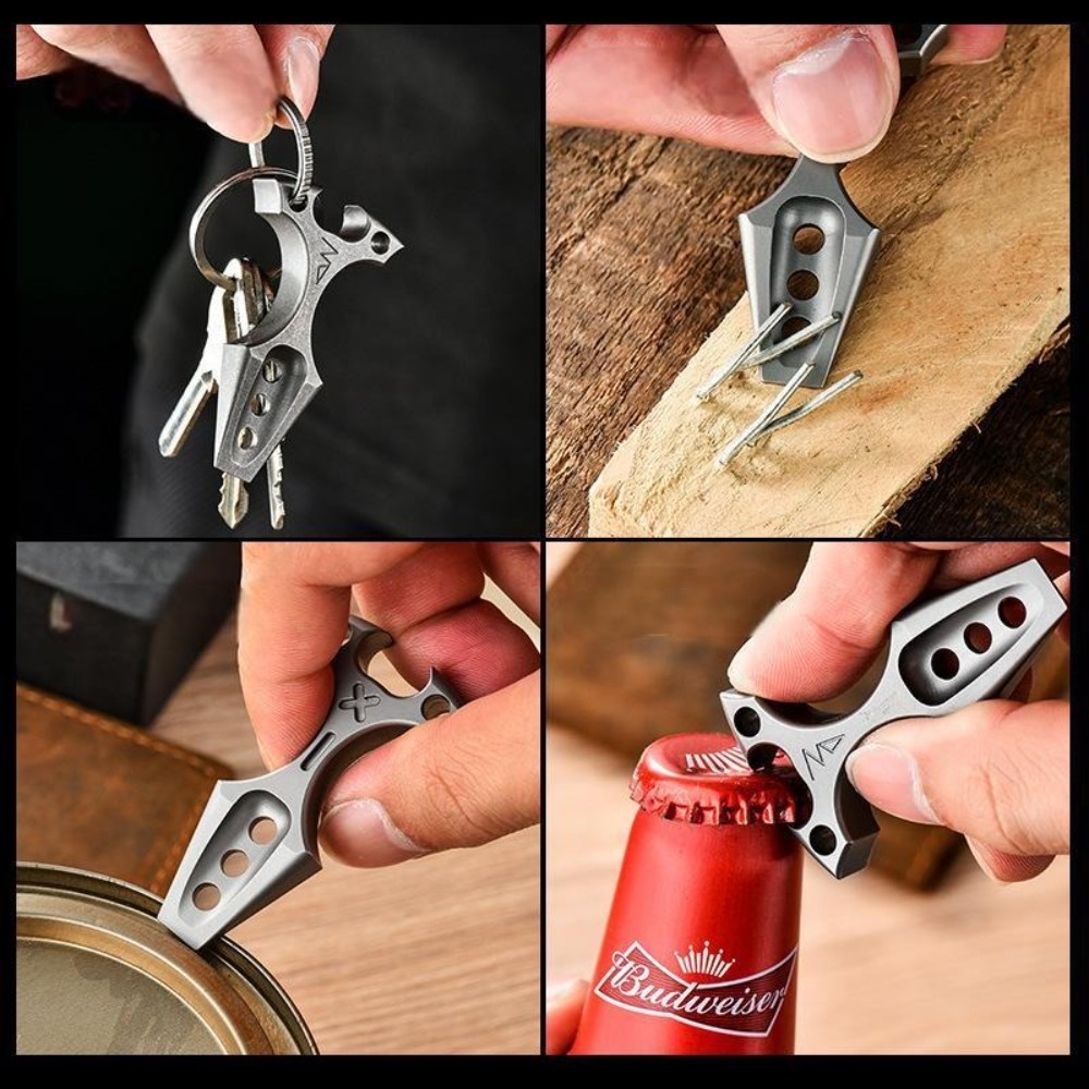Titanium Alloy Pocket Pry Bar Crowbar Can Bottle Opener Keychain Multi Tools EDC