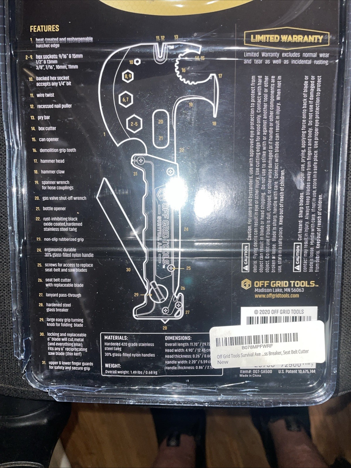 Pro Survival Axe Elite – Black, All Steel, Ultimate Outdoor Multipurpose Tool