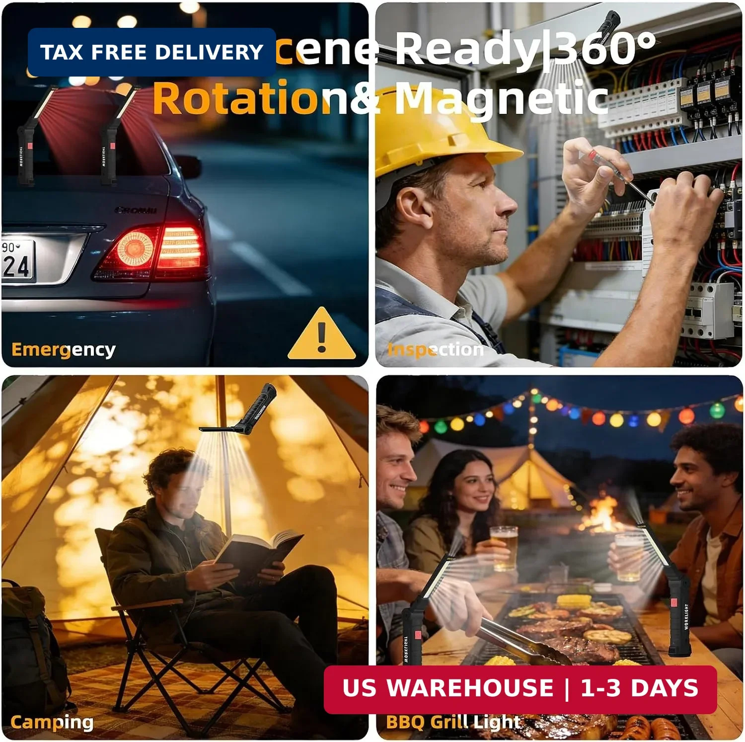 Tool Fathers Day Dad Gifts for Men Him Husband, LED Rechargeable Work Light for