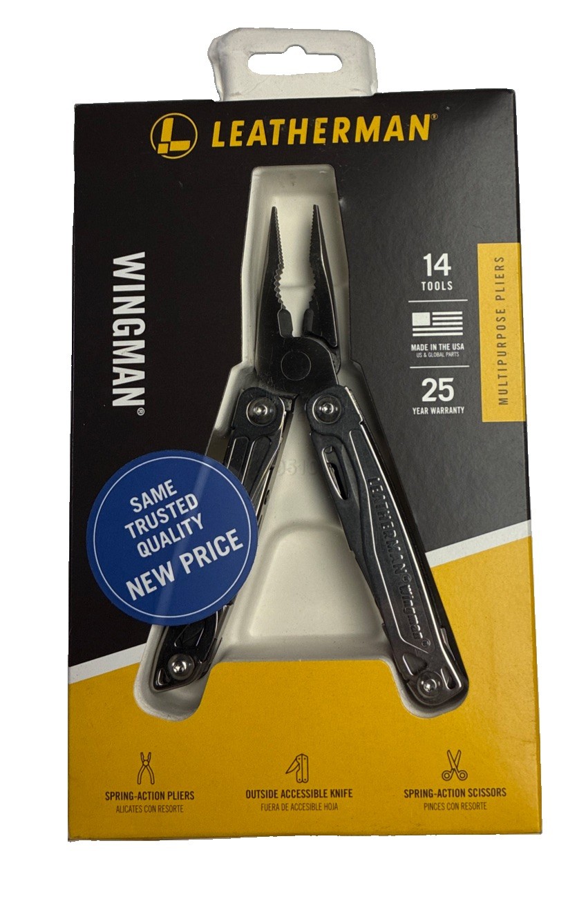 LEATHERMAN Wingman 14 in 1 Multitool W/ Spring-Action Pliers & Scissors Silver