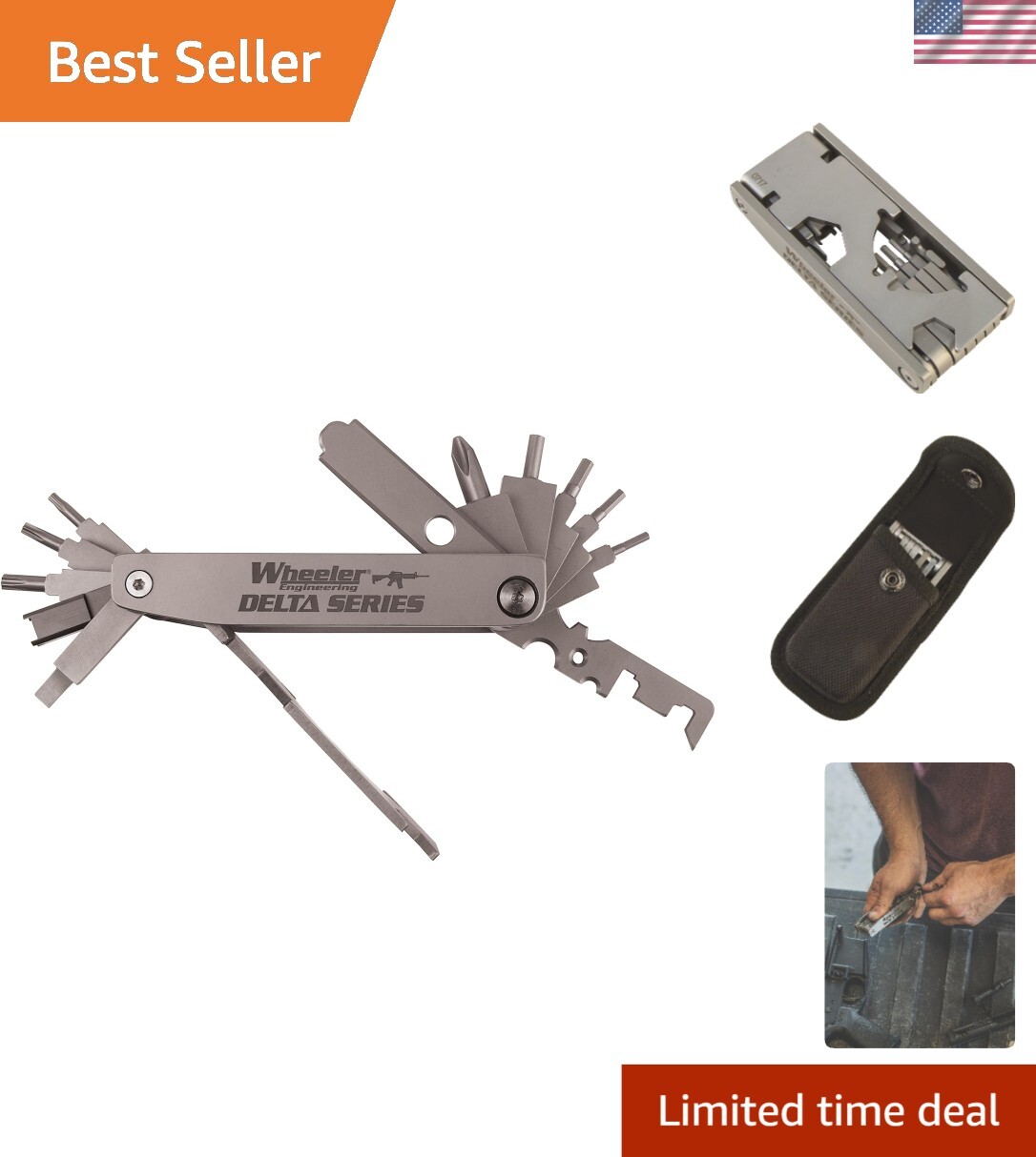 Durable Compact Multi-Tool with Hex & Torx Bits for Tactical Repair & Cleaning
