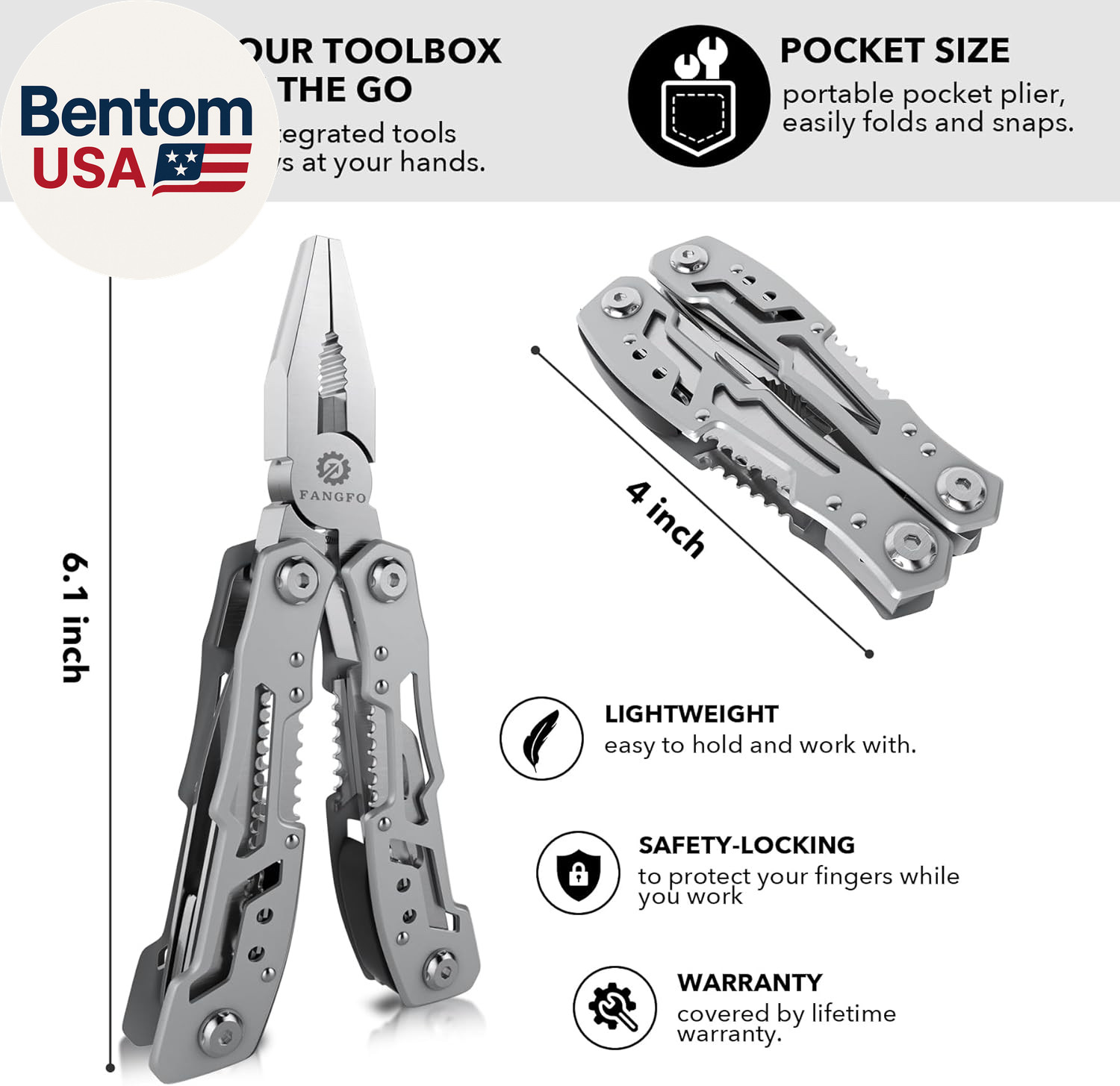 14-In-1 Multitool Pliers，Premium Portable Multi Tool ，With Safety Locking Profes