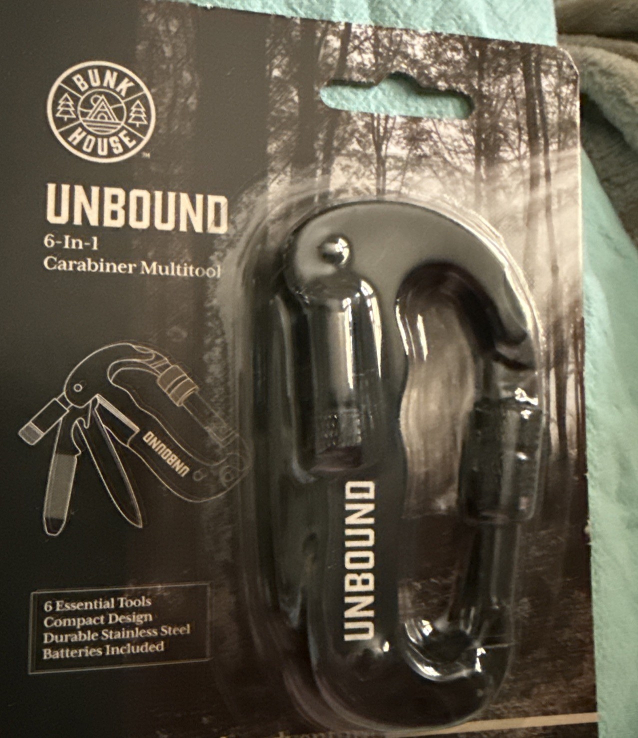6-in-1 Carabiner Multitool (Black) SEALED. See Photos