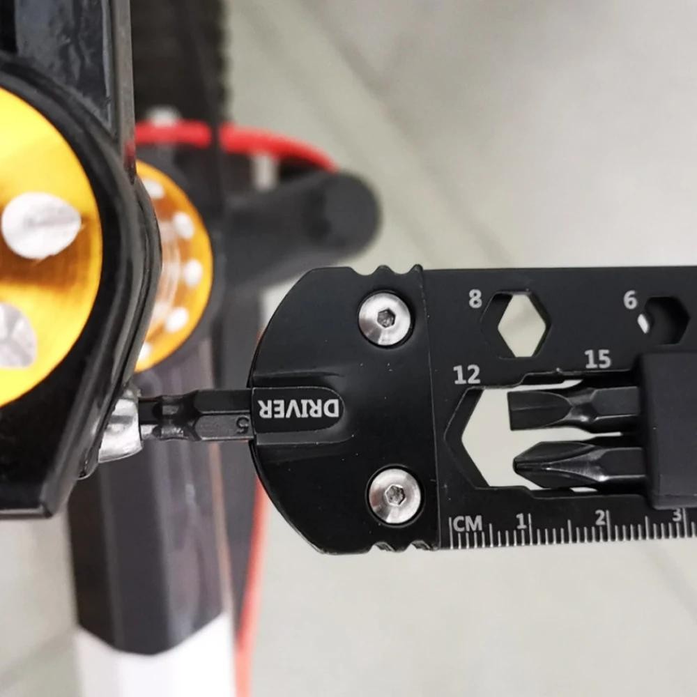 Miniherramienta de tarjeta 16 en 1, llavero multifuncional hexagonal portatil