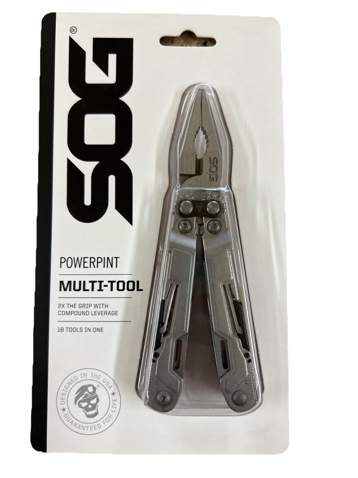 SOG Powerpint Silver Needlenose Pliers Scissors Knife MultiTool Pliers PP1001-CP