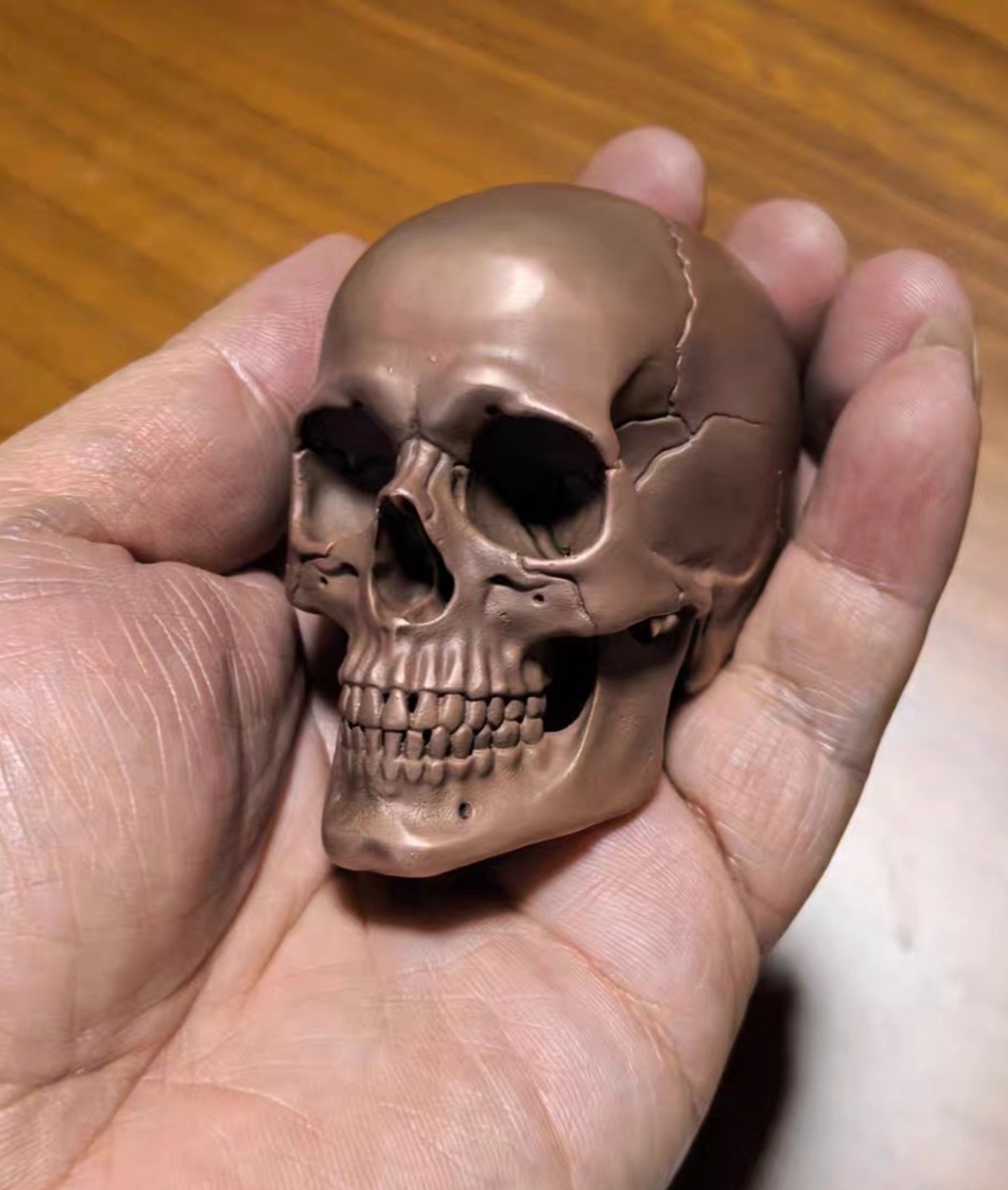 Pure Red purple copper skull head ornament Solid Artistic
