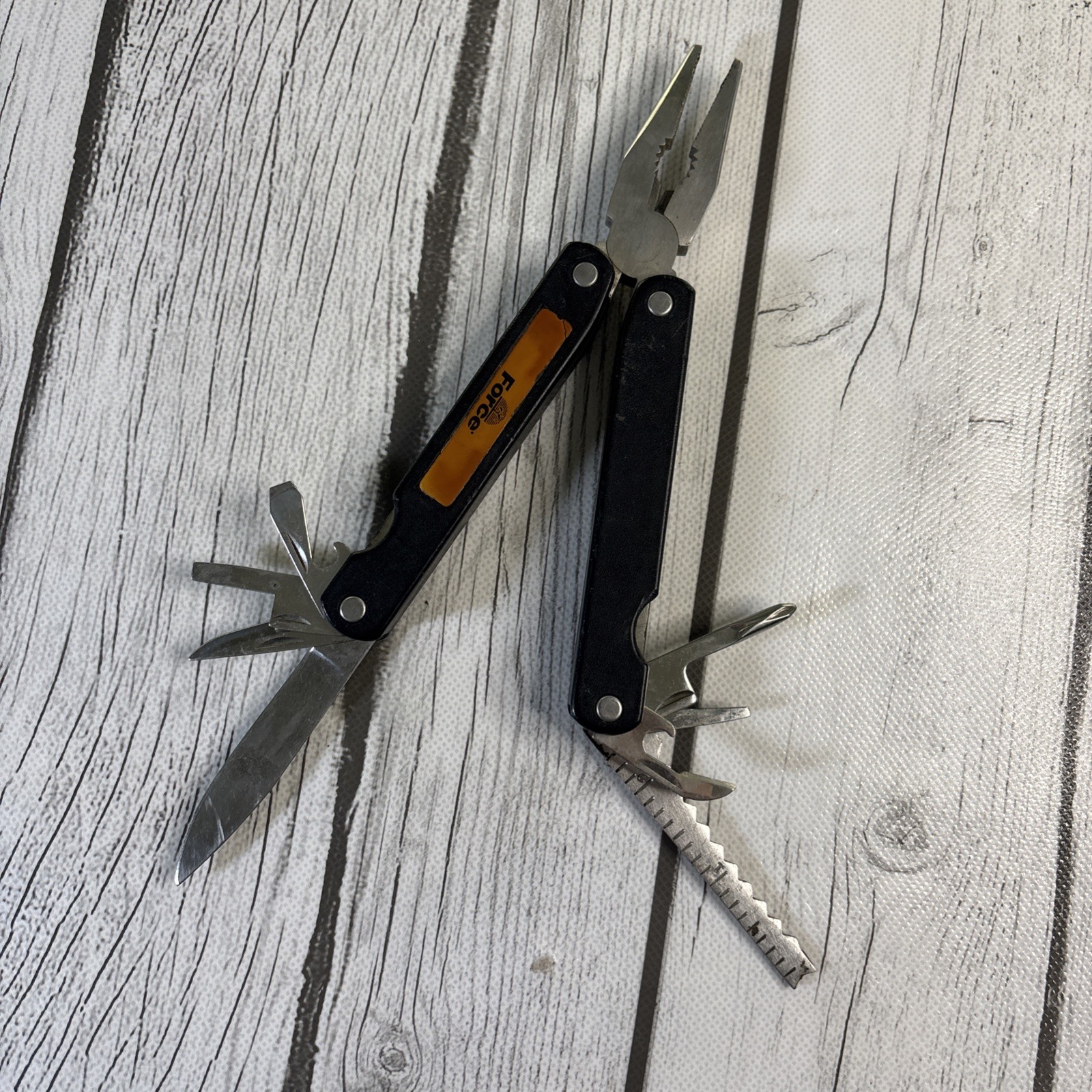 Barlow Force Pliers Multi-Tool Stainless Steel Black Plastic Handle (9) Tools.