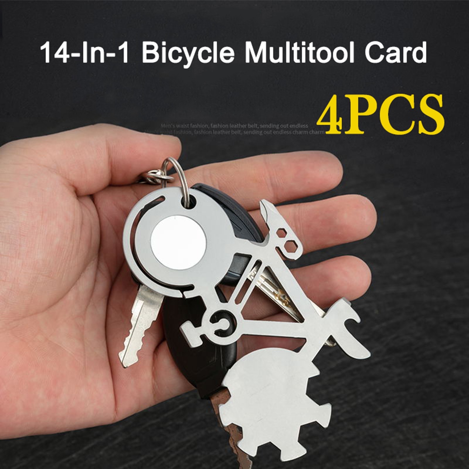 Bicycle Multitool Card Wrenches 14-In-1 Bicycle Silver Stainless Steel