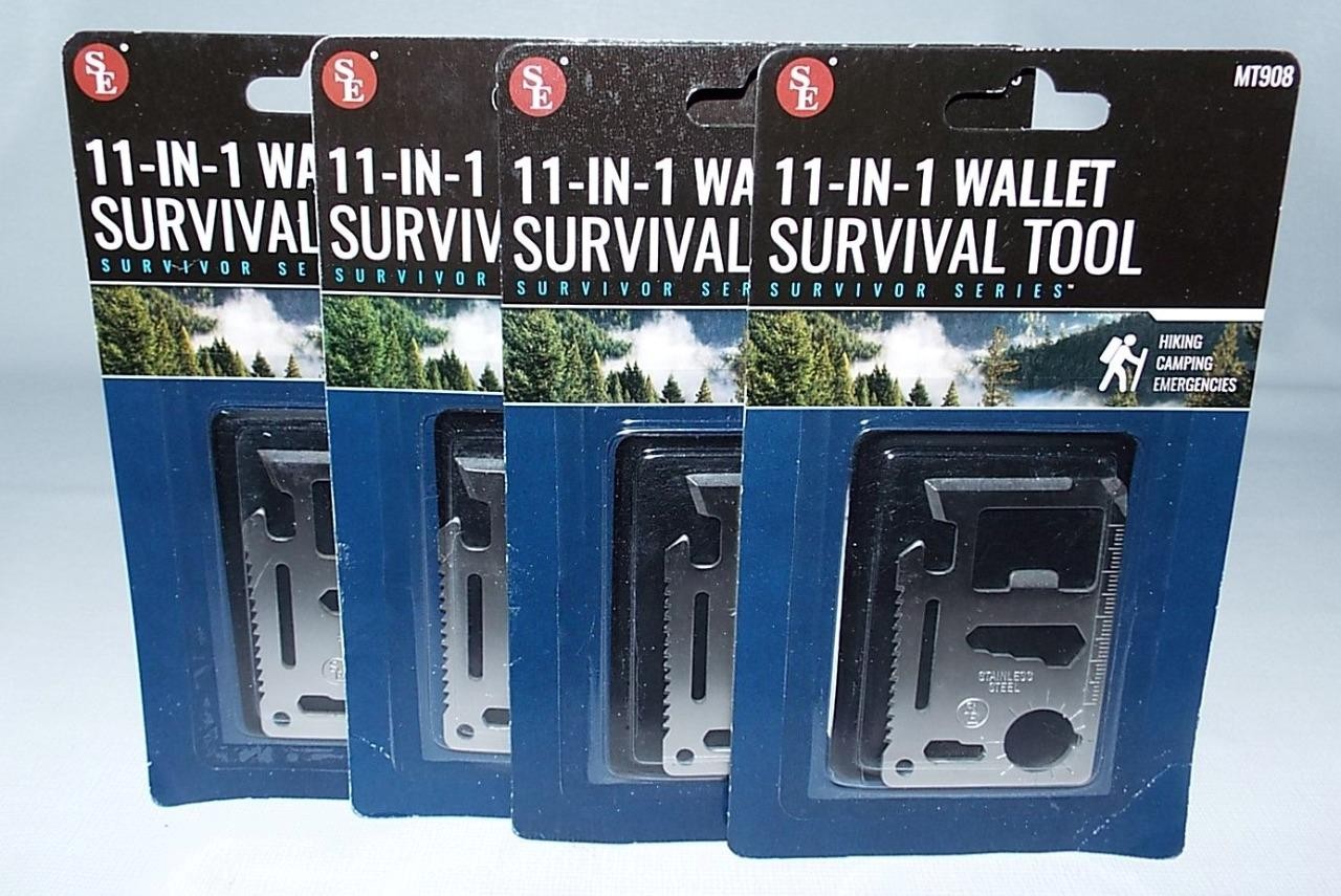 4 NEW SEALED the ORIGINAL 11-In-1 Wallet Survival Tool Stainless Steel w/Pouch
