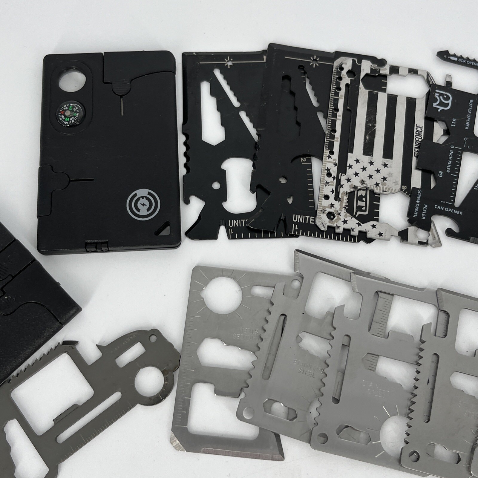 LOT OF 20 METAL WALLET/CREDIT CARD MUTI-TOOLS AND POCKET KNIFE SAFETY TOOLS