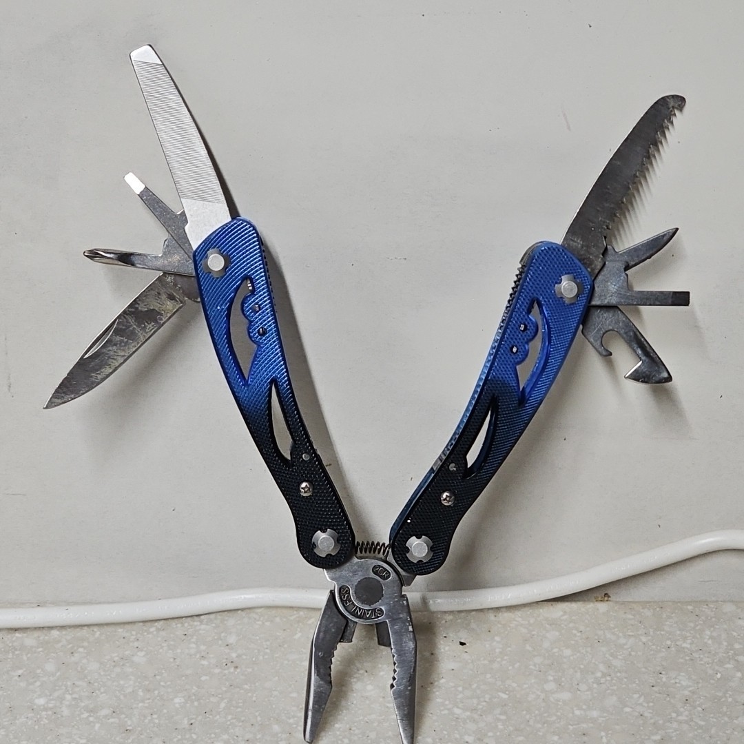 Sheffield 2CR BLUE BLACK Handle 12 in 1 Multi Tool Knife With Sheath VGC