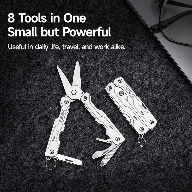 NexTool 8-in-1 Micro Multitool Scissors S0 Pocket Camping (Khaki) FREE SHIPPING