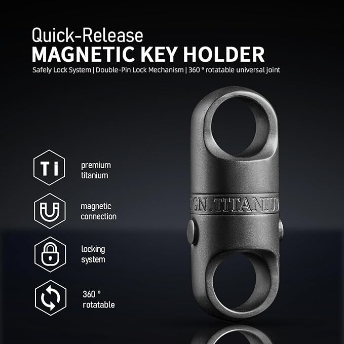Titanium Magnetic Key Holder Quick Release Keychain Detachable 360° Rotatable