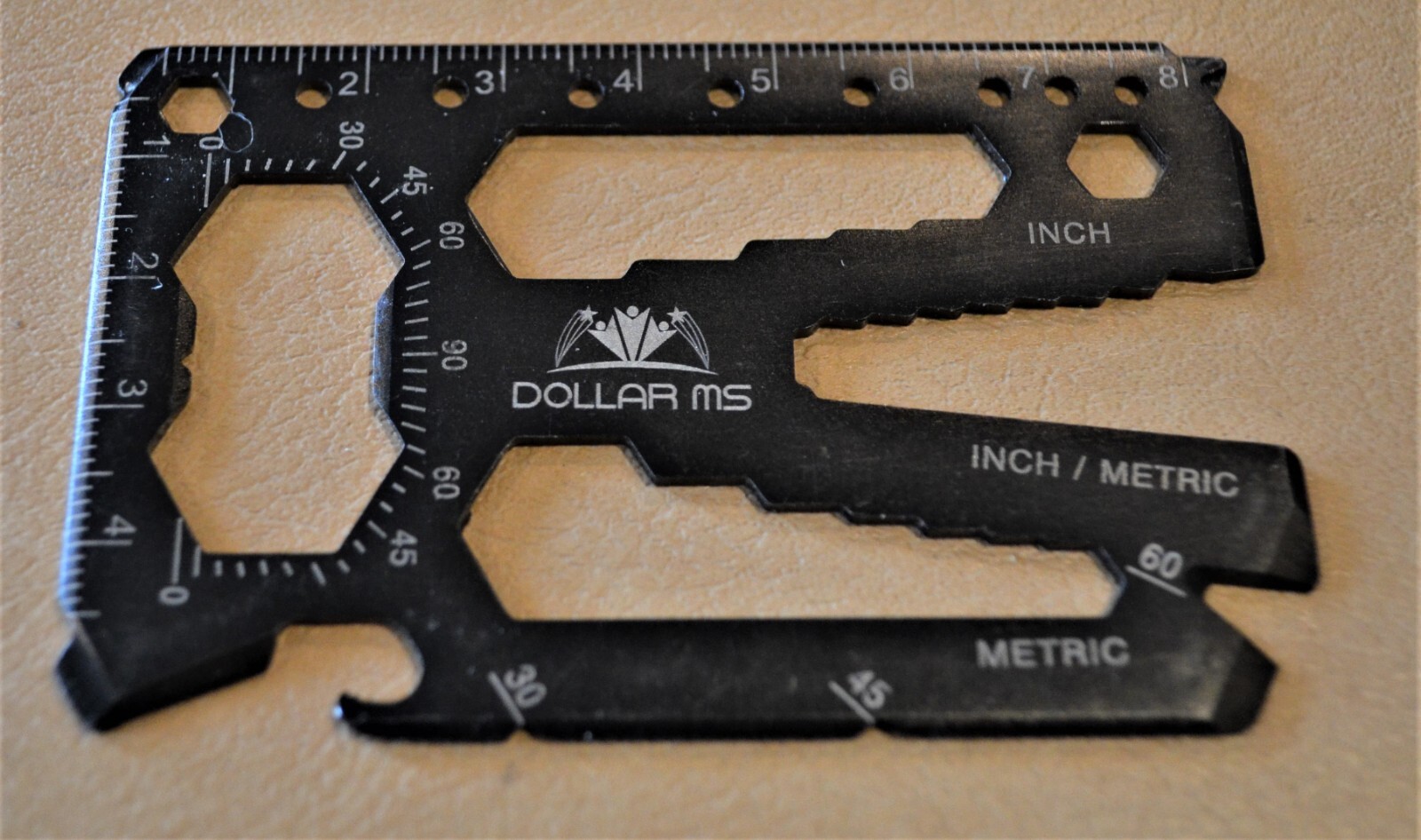 Wallet Multi Survival Tool Metal Thin Small Size Black Hunting Camping, Branded