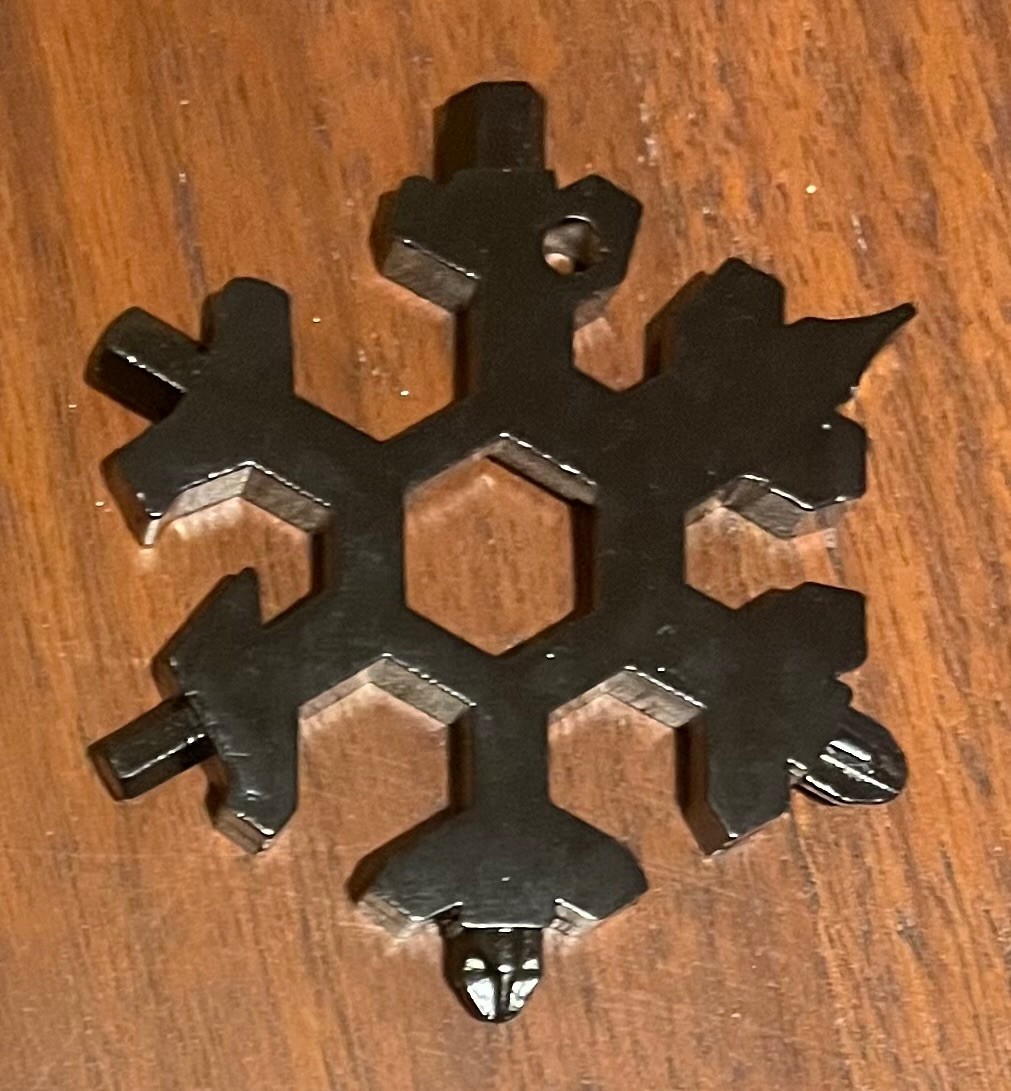 18-in-1 Snowflake Survival Multi-Tool Utility Wrench 2.5″, Black