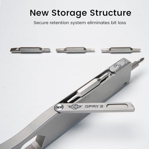 EDC Multitool Pry Bar Set – Titanium, Bottle Opener, Nail Puller, Hex Wrench, Po