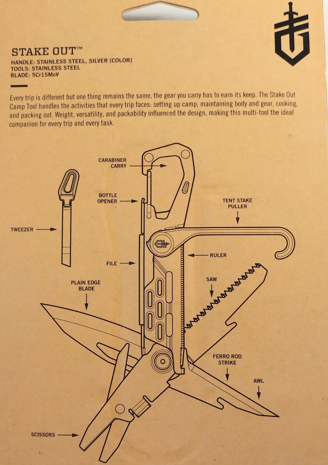 Gerber Gear Gear Stake Out 11-in-1 Multi-tool Color: Sliver