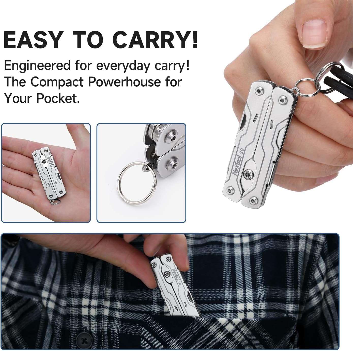 Micro Sailor Scissors S0 Mini Keychain Multitool W/ Serrated Scissors 8-in-1