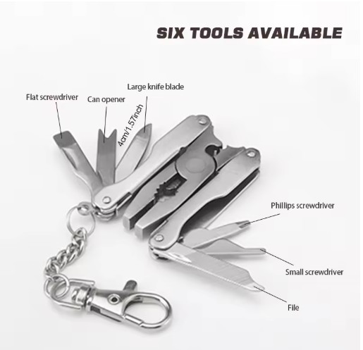 6 In 1 Multi Tool Pliers Stainless Steel Pocket Tool Safety Lock Wire Cutter