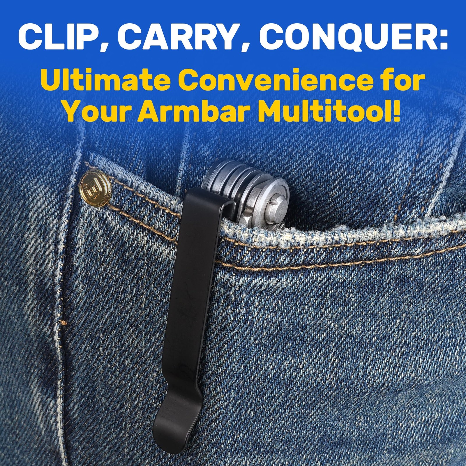 [2-Pack] Stainless Steel Pocket Clips For Gerber Armbar Multitool – 1 Metal + 1