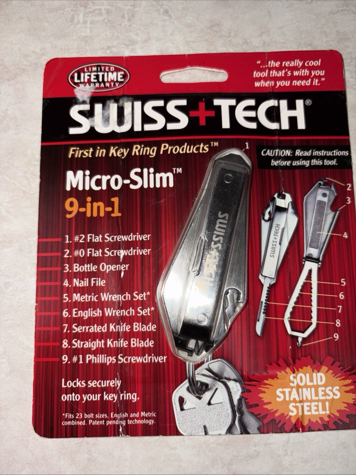 SWISS + TECH Micro-Slim 9 in 1 Multi Tool Stainless Steel (MSCSSS)