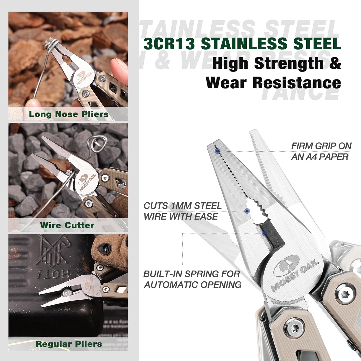 MOSSY OAK 22-in-1 Multitool Stainless Steel Plier Self-locking Knife Screwdriver