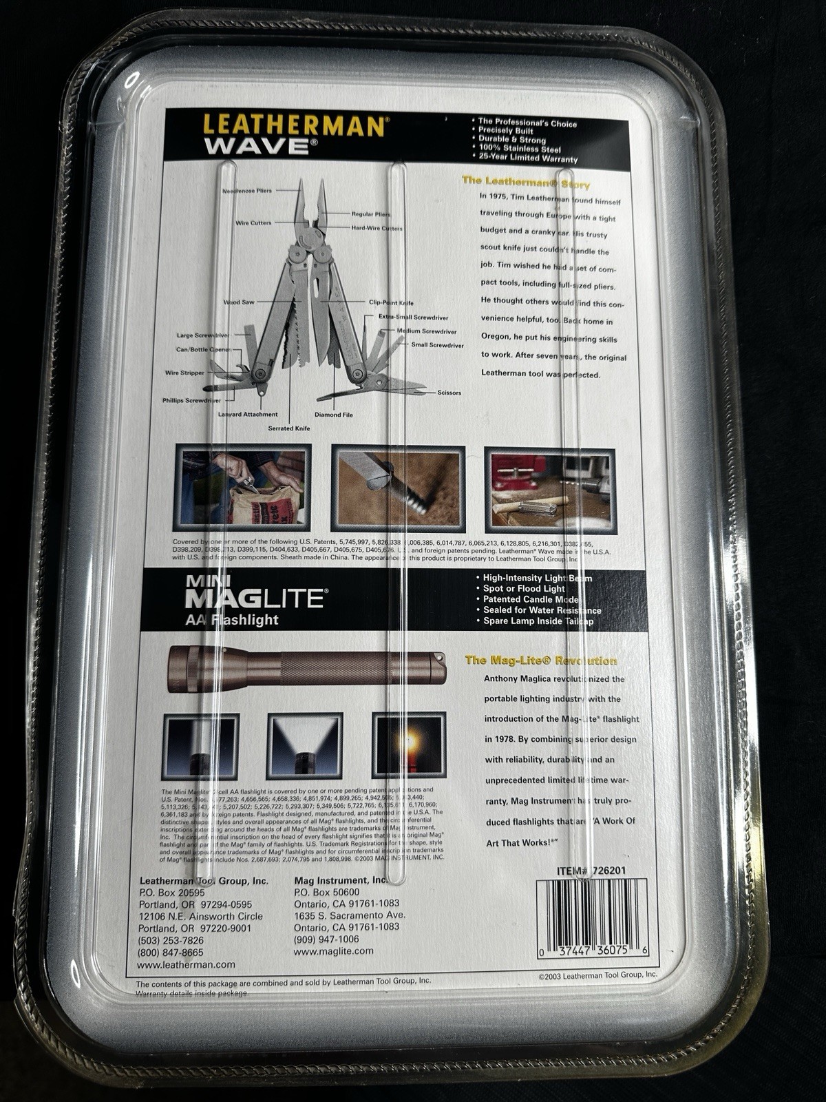 Vintage 2003 Leatherman Wave Handyman Pack Mini Maglite Flashlight NOS Sealed