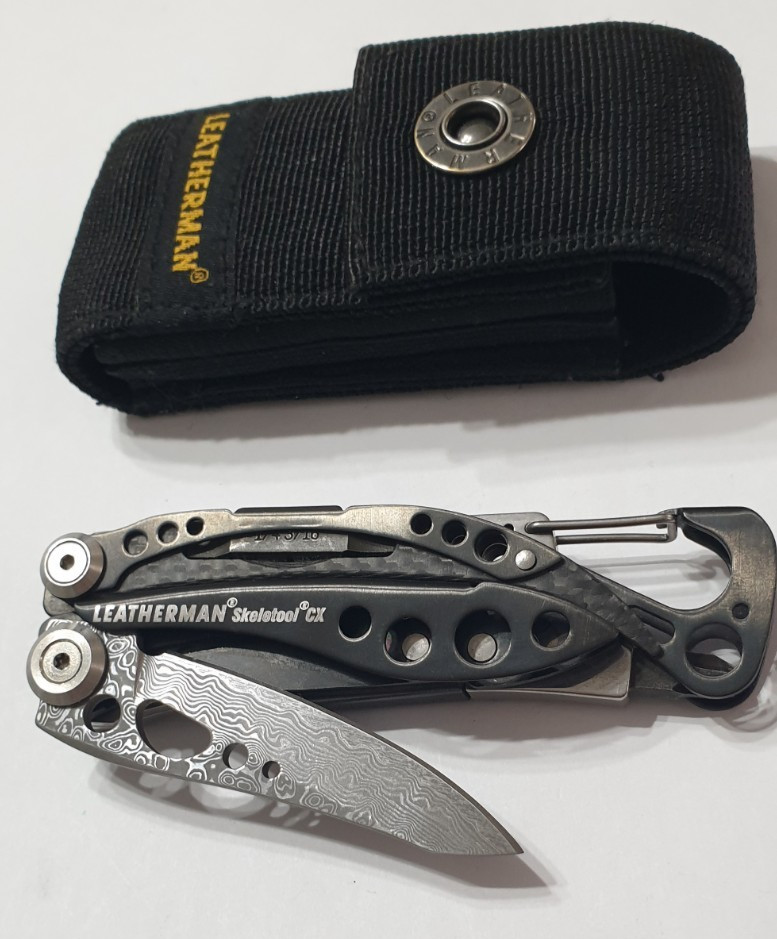 🔥🔥🔥 Leatherman Skeletool CX Damascus Custom Carbon Retired Collectable Rare