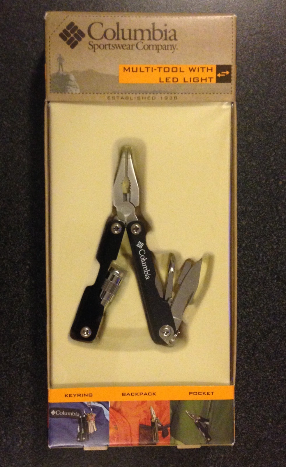 Columbia Sportswear Multi-Purpose Tool LED Stainless Steel & Black. OOP New Rare