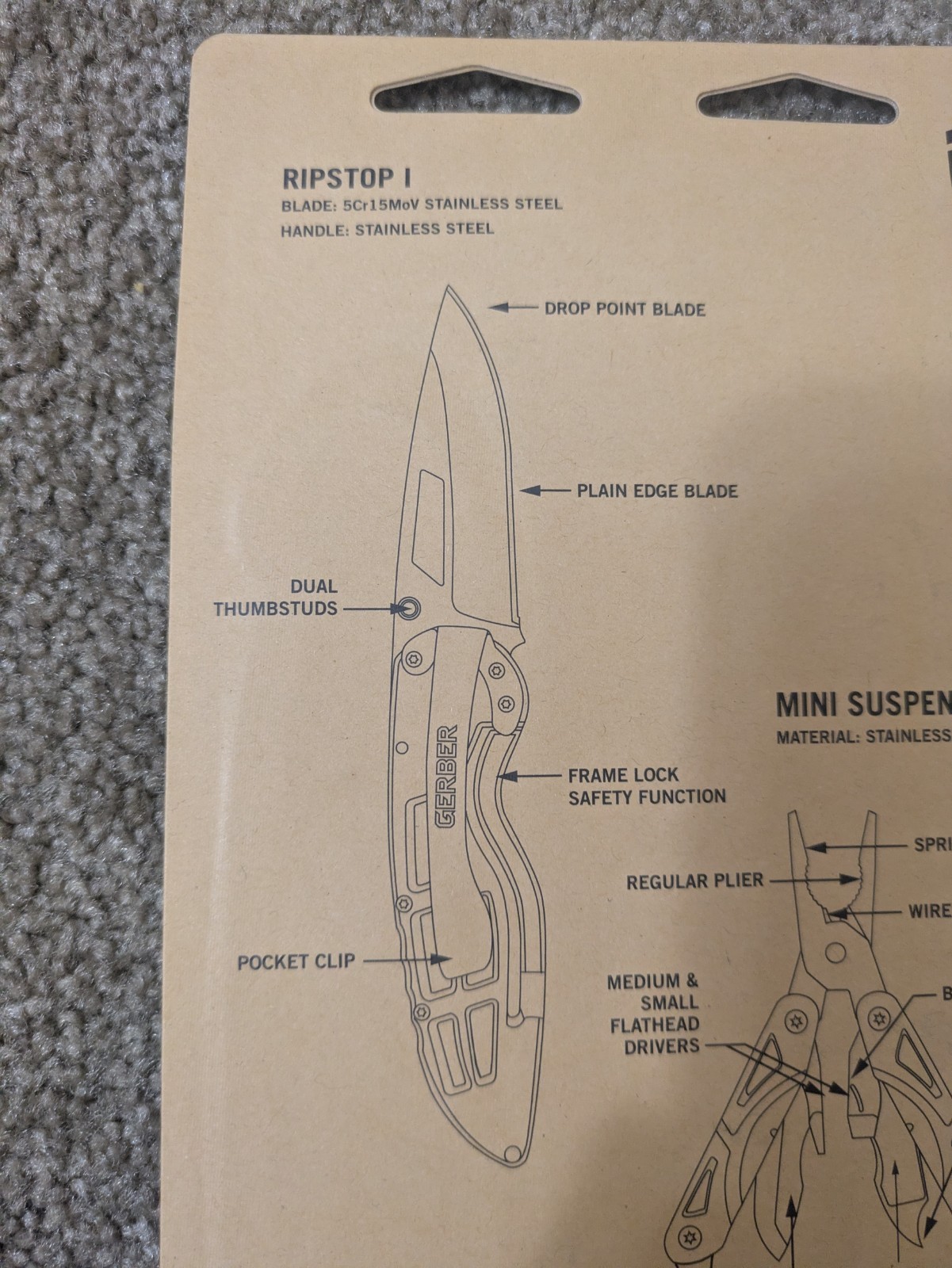 Gerber Mini Suspension Multi Tool Ripstop 1 Knife Gift Pack