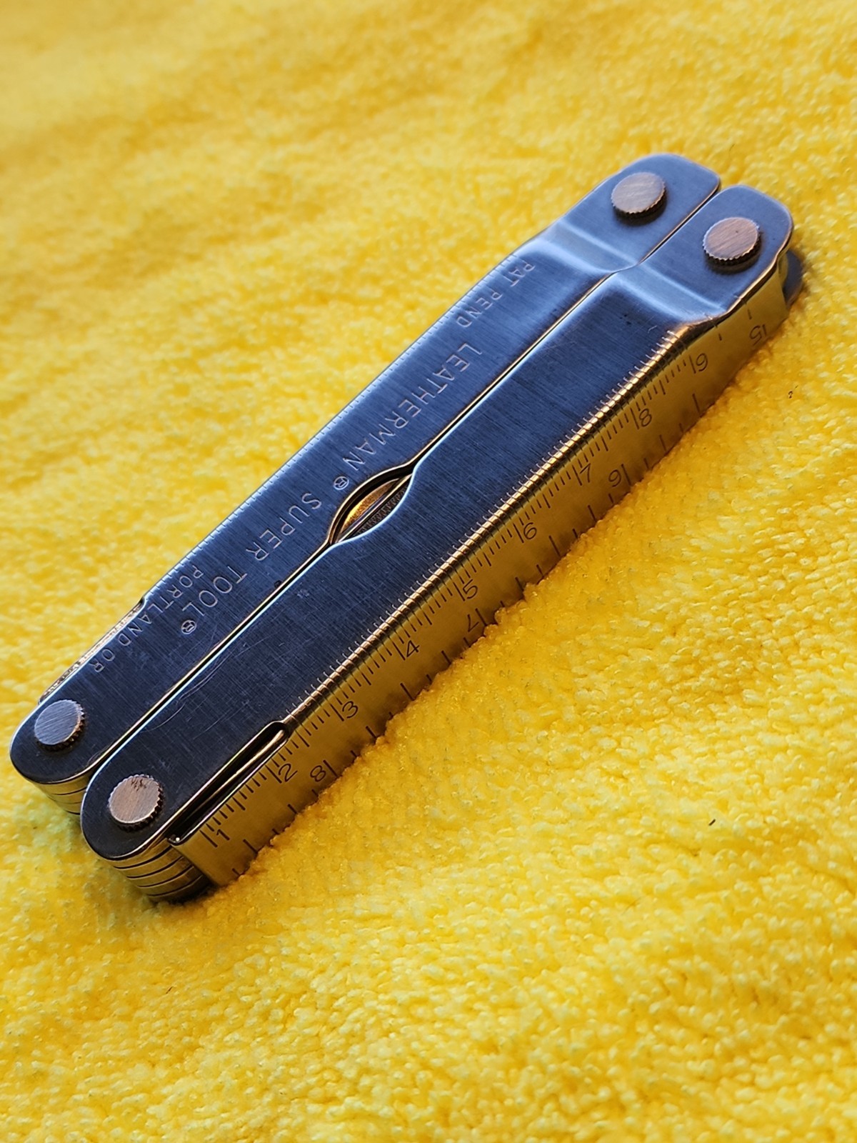Vintage Leatherman Super Tool Pat Pending with Leather Sheath Super Nice