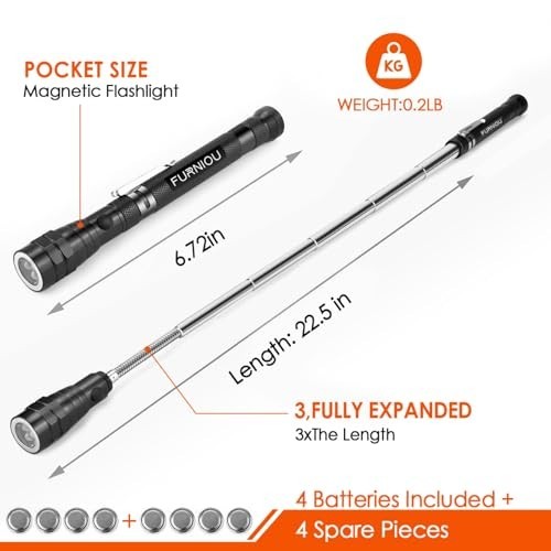 LED Magnetic Pickup Tool – Extendable Flashlight, Cool Gadgets & Gifts for Men,