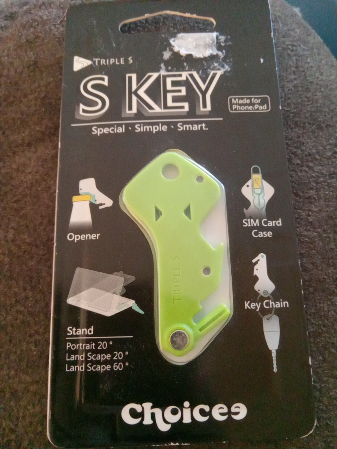 NEW Choicee S Key 5 IN 1 KEYCHAIN can opener,tablet stand sim case magnet etc
