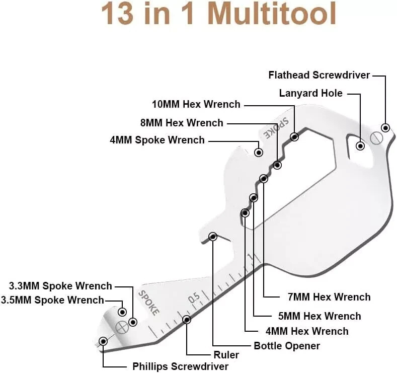 Compact Stainless Steel Multi-tool Key (Silver) Brand New in Box!!